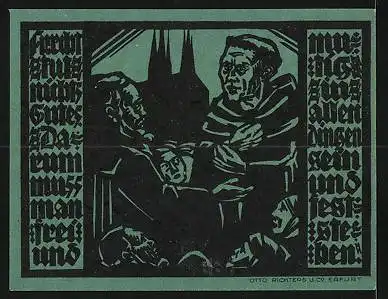Notgeld Erfurt 1921, 50 Pfennig, Luther mit Publikum