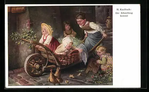 Künstler-AK Hermann Kaulbach: Der Schnellzug kommt