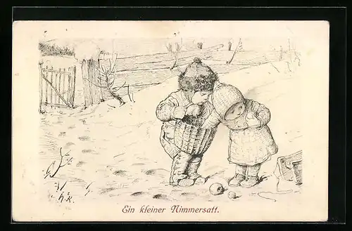 Künstler-AK Hermann Kaulbach: Ein kleiner Nimmersatt