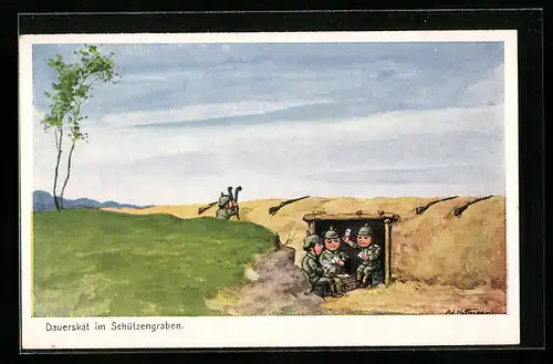 Künstler-AK Ad. Hoffmann: Dauerskat im Schützengraben