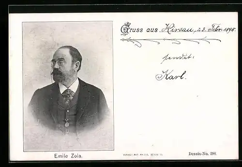 AK Dichter Emile Zola mit Zwicker