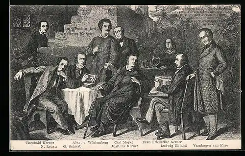 AK Im Garten bei Justinus Kerner, Theobald Kerner, Carl Mayer