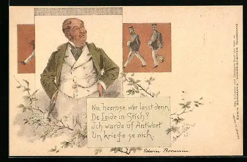 AK Edwin Bormann`s Humoristischer Hausschatz, Mann in eleganter Kleidung
