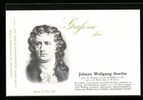 AK Dichter Johann Wolfgang Goethe