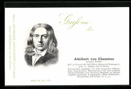 AK Lyrischer Dichter Adalbert von Chamisso