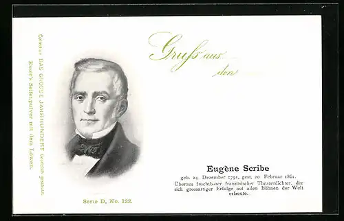 AK Französischer Theaterdichter Eugene Scribe