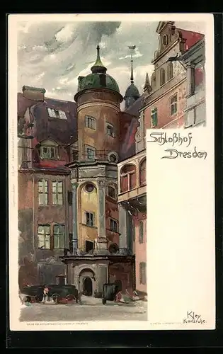 Künstler-AK Heinrich Kley: Dresden, Schlosshof