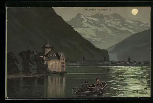 Künstler-AK Alfred Mailick: Chillon, Am Genfer See