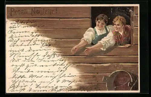 Künstler-AK Alfred Mailick: Zwei Frauen in Tracht am Fenster