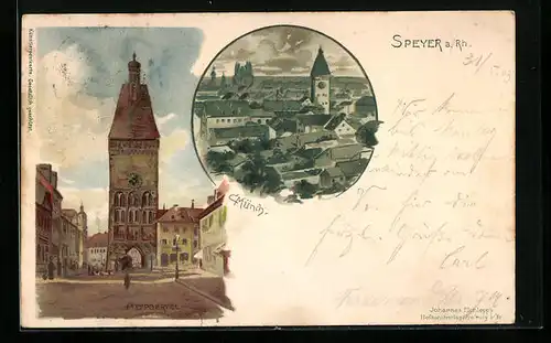 Künstler-AK Carl Münch: Speyer a. Rhein, Teilansicht, Altpoertel