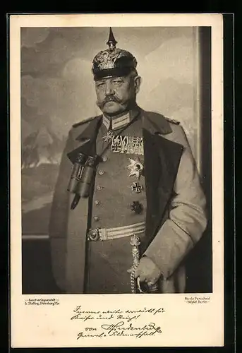 AK Paul von Hindenburg in Uniform mit Pickelhaube