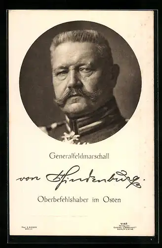AK Generalfeldmarschall Paul von Hindenburg, Oberbefehlshaber im Osten