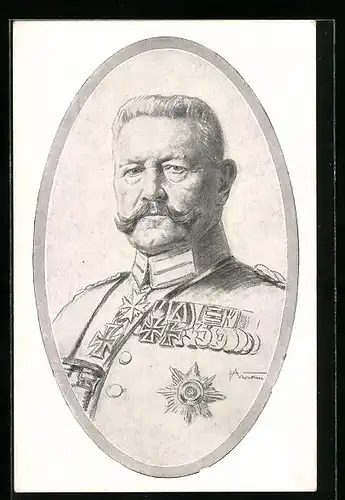 AK Paul von Hindenburg in Uniform mit Orden