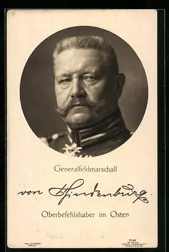 AK Generalfeldmarschall Paul von Hindenburg, Oberbefehlshaber im Osten