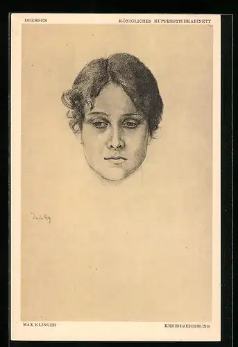 Künstler-AK Max Klinger: Frauenportrait