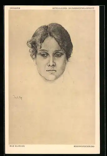 Künstler-AK Max Klinger: Frauenportrait