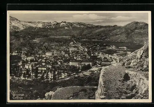 AK Cetinje, Ortsansicht aus der Vogelschau