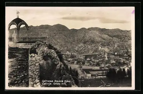 AK Cetinje, Orlov krs., Blick auf Ort