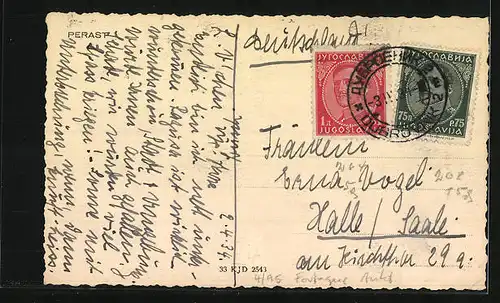 AK Perast, Ortspartie aus der Vogelschau