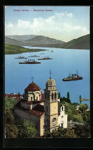 AK Savina, Kloster, Schiffe in der Bucht