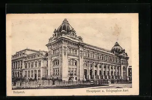 AK Bukarest, Hauptpost und Telegraphen-Amt