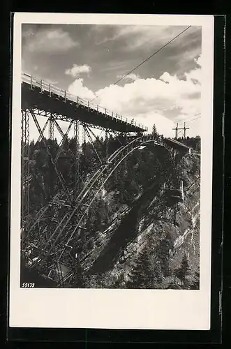 AK Bau der Ammerhochbrücke bei Echelsbach