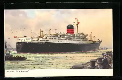 AK Passagierschiff RMS Ivernia verlässt den Hafen