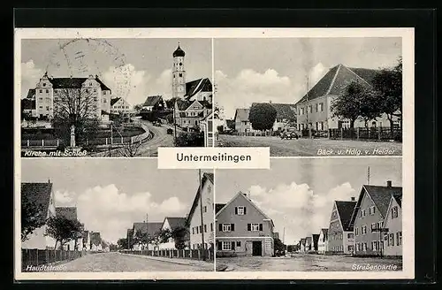 AK Untermeitingen, Kirche mit Schloss, Hauptstrasse