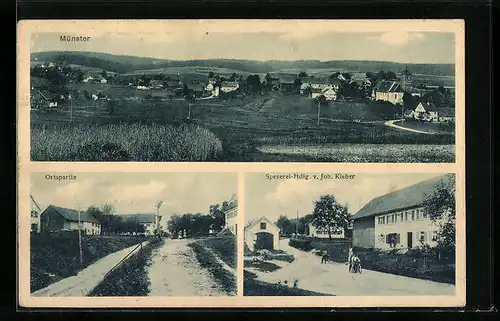 AK Münster, Ortsansicht mit Spezerei-Hdlg. Kleber