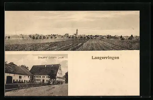 AK Langerringen, Ortsansicht, Brauerei Johann Layer