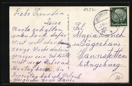 AK Langenneufnach b. Schwaben, Gesamtansicht mit Gasthaus zur Post