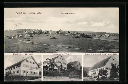 AK Konradshofen, Postagentur und Pfarrhof, Brauerei und Gastwirtschaft
