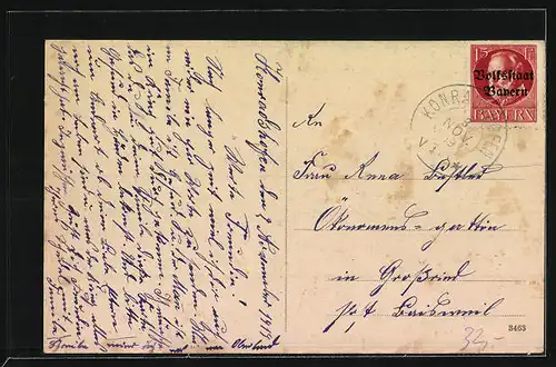 AK Konradshofen, Totalansicht, Pfarrhof, Forsthaus, Schulhaus