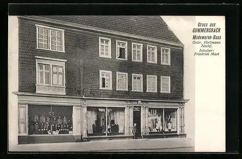 AK Gummersbach, Modewaren-Haus Gebr. Hollmann Nachf., Strassenansicht