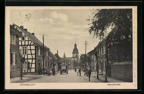 AK Nümbrecht, Hauptstrasse mit Passanten