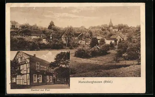 AK Marienberghausen /Rhld., Gasthof zur Post, Ortspartie
