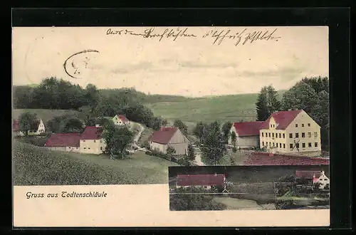 AK Todtenschläule, Ortspartie, Panorama