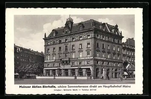 AK Mainz, Mainzer Aktien-Bierhalle von Wilhelm Welk