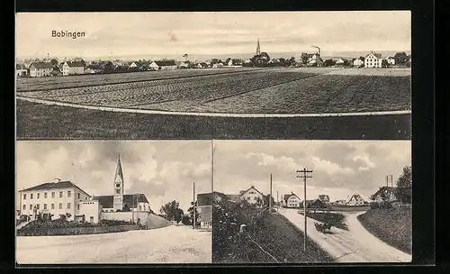 AK Bobingen, Totalansicht mit Kirche