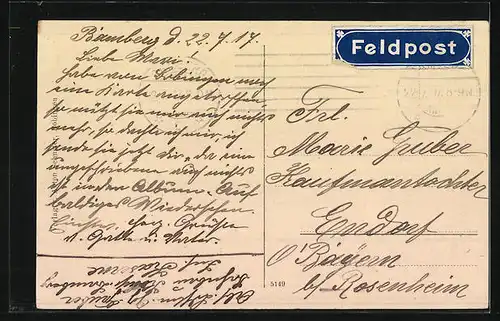 AK Bobingen, Ortspartie mit Kirche