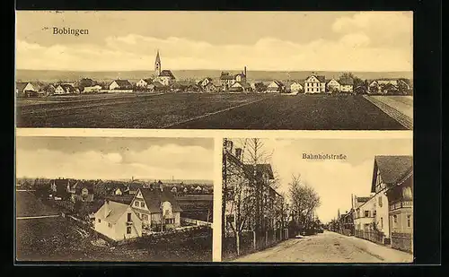 AK Bobingen, Totalansicht und Bahnhofstrasse