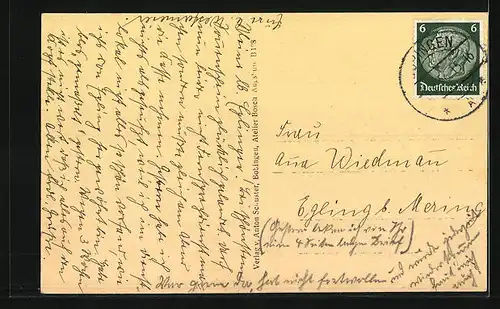 AK Bobingen, Totalansicht und Bahnhofstrasse