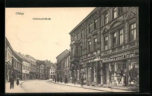 AK Ohligs, Düsseldorferstrasse mit Gasthof Bastian