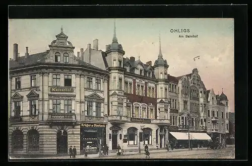 AK Ohligs, Am Bahnhof mit Hotel Kaiserhof