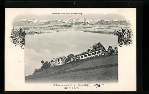 Künstler-AK Eugen Felle: Hohenpeissenberg /bayr. Rigi, Panorama vom Hohenpeissenberg