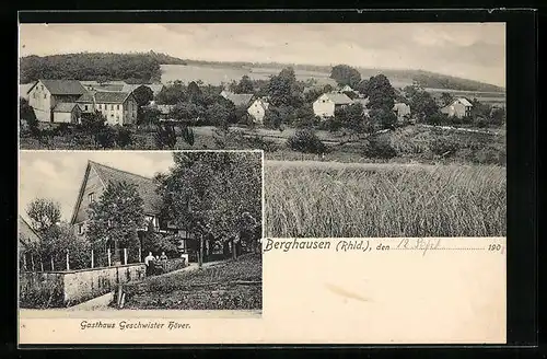AK Berghausen, Gasthaus Geschwister Höver, Totalansicht