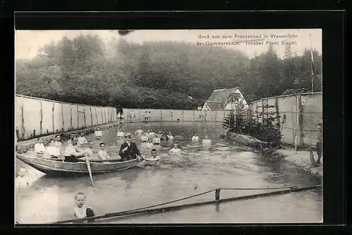 AK Wasserfuhr bei Gummersbach, Badegäste im Franzenbad