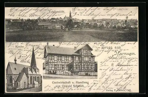 AK Marmagen, Gasthof und Handlung von Oswald Schmidt, Kirche
