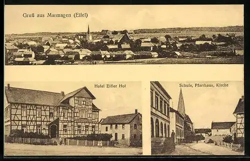 AK Marmagen, Hotel Eifler Hof, Schule, Pfarrhaus und Kirche