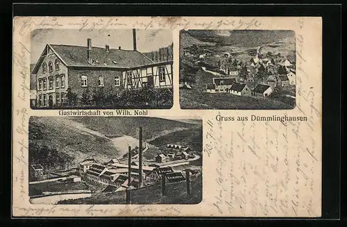 AK Dümmlinghausen, Gasthaus von Wilh. Nohl, Fabrik